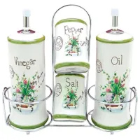 Set pentru condimente Maestro Mr-20065-04S Ceramică / White-Green