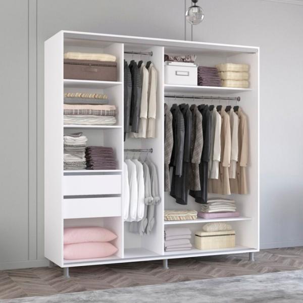 Шкаф Mobildor-Lux Aron 200 x 60см x 240 / ЛДСП / Белый photo 2