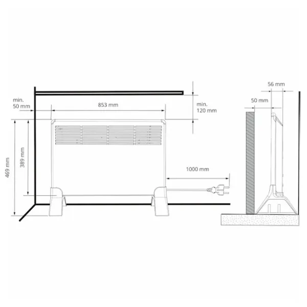 Convector Ensto EPHBM10MP  1000 W / White photo 3