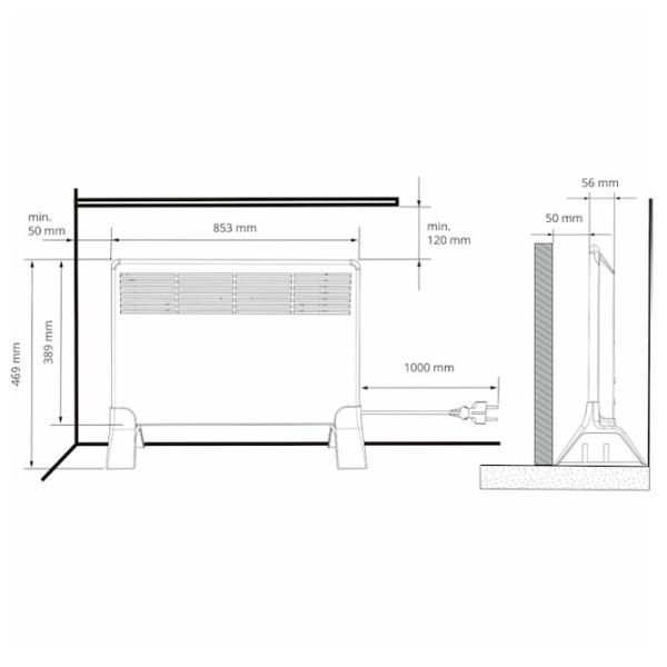 Convector Ensto EPHBM10MP  1000 W / White photo 3