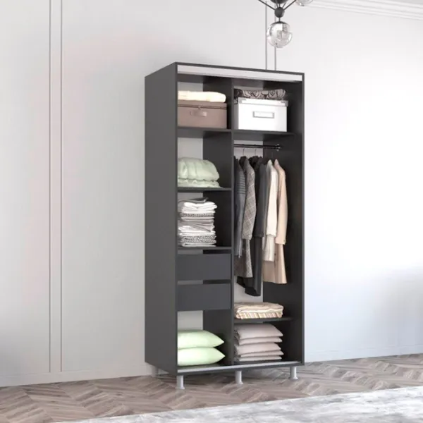 Шкаф Mobildor-Lux Aron 130 x 60см x 210 / ЛДСП / Antracit photo 3