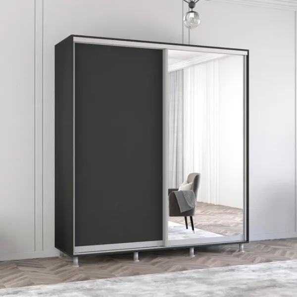 Шкаф Mobildor-Lux ARON P 200 x 60см x 220 / ЛДСП / Antracit photo 2