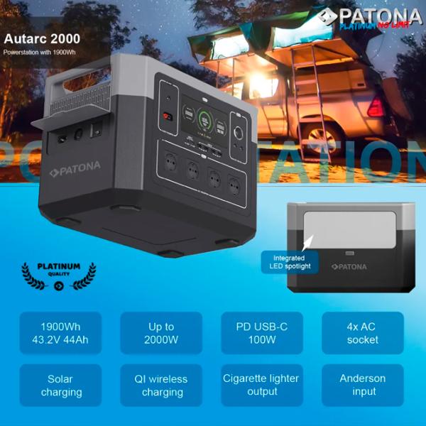 Centrală electrică portabilă Patona Autarc 2000 Li-Ion 148 Wh / Black photo 4
