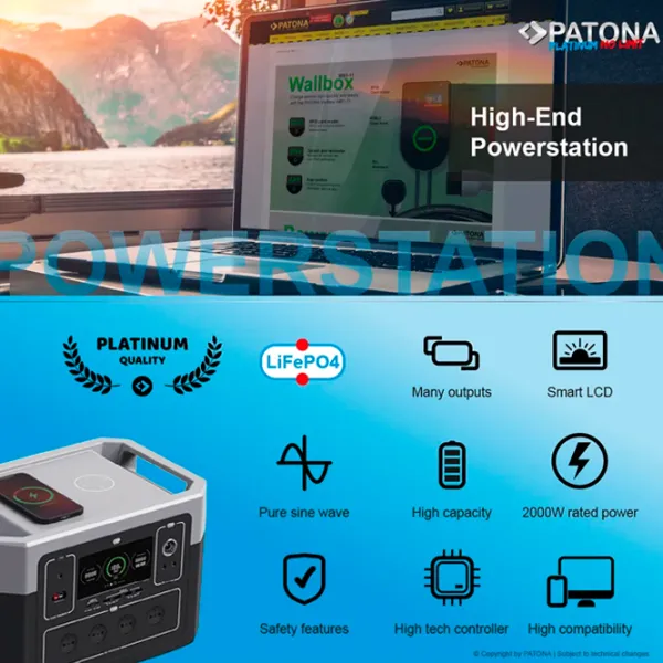 Centrală electrică portabilă Patona Autarc 2000 Li-Ion 148 Wh / Black photo 5