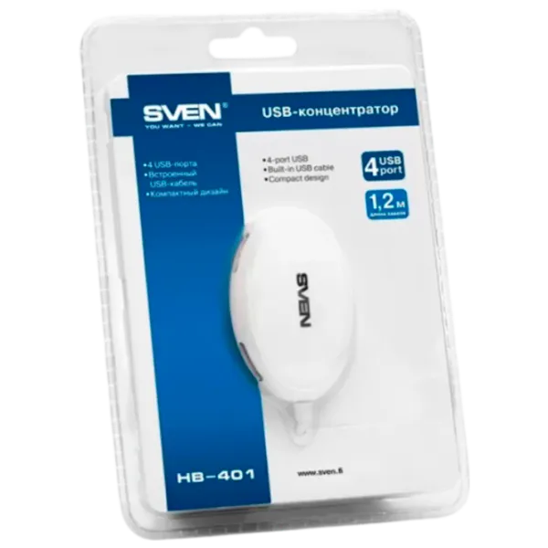 Adaptor Sven HB-401 USB Type-A / White photo 4
