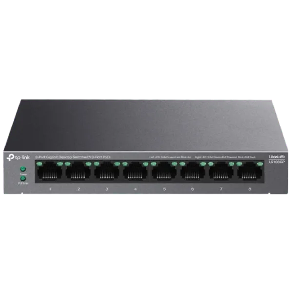 Коммутатор TP-Link LS108GP Черный photo 2 Коммутатор TP-Link LS108GP Черный photo 2