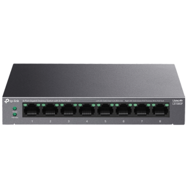 Коммутатор TP-Link LS108GP Черный photo 2 Коммутатор TP-Link LS108GP Черный photo 2