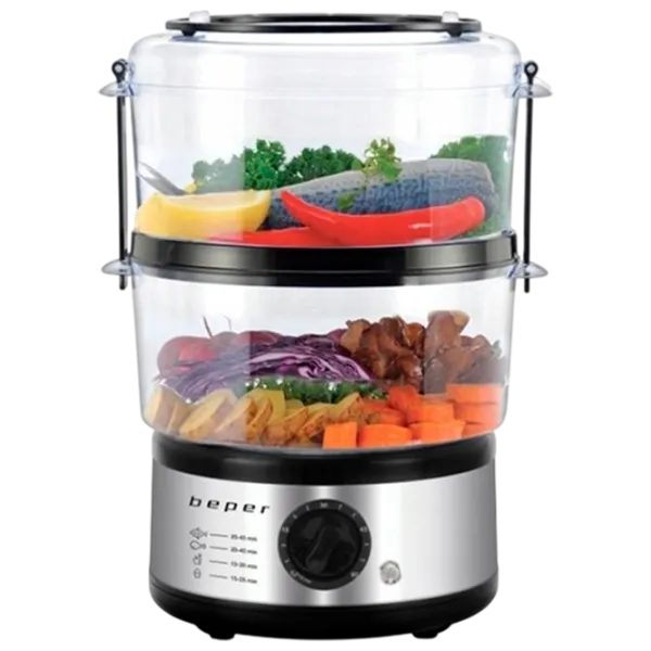 Aparat de gătit cu aburi Beper BC.261 500 W / Black-Silver photo 2