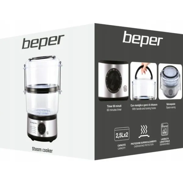 Aparat de gătit cu aburi Beper BC.261 500 W / Black-Silver photo 5