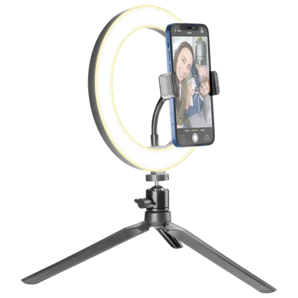Штатив с круглой лампой Cellularline Selfie Ring 200 мм Черный photo 1