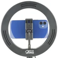 Trepied cu lampă Cellularline Selfie Ring 200 mm Black photo 3