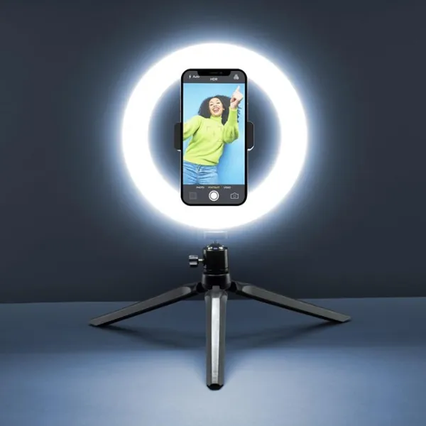 Штатив с круглой лампой Cellularline Selfie Ring 200 мм Черный photo 5