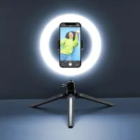 Trepied cu lampă Cellularline Selfie Ring 200 mm Black photo 5