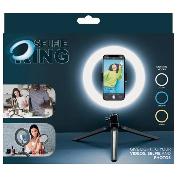 Штатив с круглой лампой Cellularline Selfie Ring 200 мм Черный photo 8