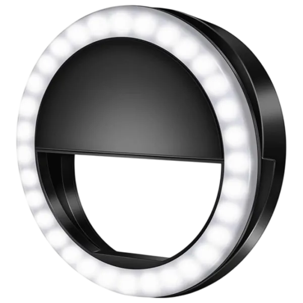 Lampă circulară Cellularline Selfie Ring Pocket  Black photo 1