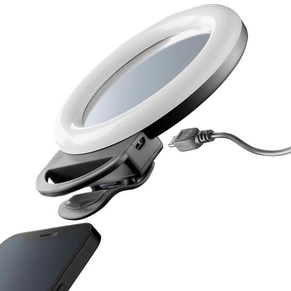 Lampă circulară Cellularline Selfie Ring Pocket  Black photo 4