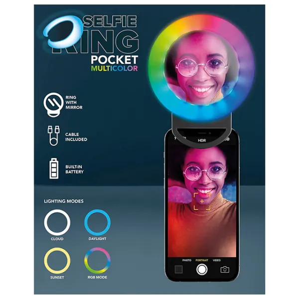 Lampă circulară Cellularline Selfie Ring Pocket  Black photo 6