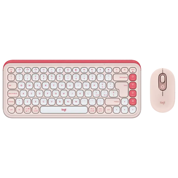 Tastatura & Mouse Logitech POP ICON Wireless Fără fir / Rose photo 1