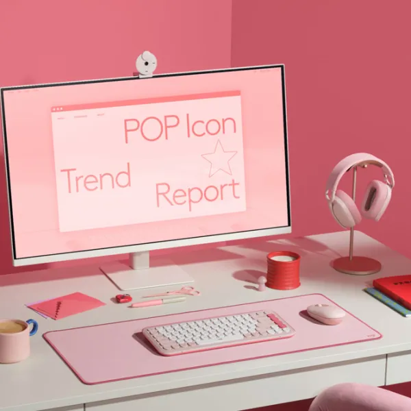 Tastatura & Mouse Logitech POP ICON Wireless Fără fir / Rose photo 3
