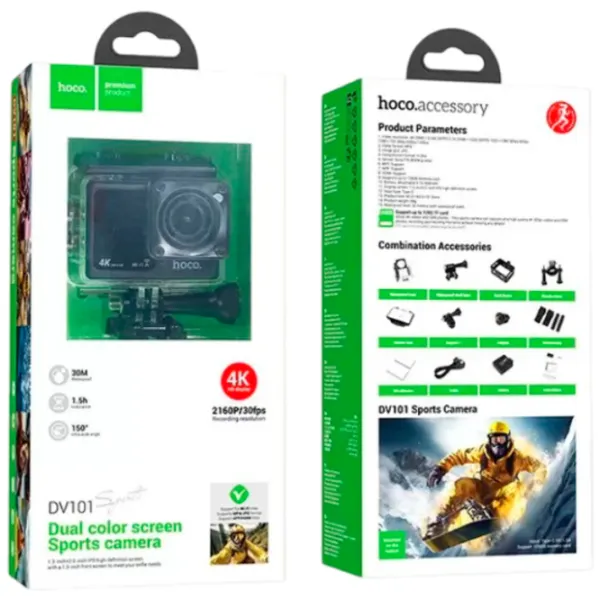 Cameră action Hoco DV101 16 MP / 900 mAh / Black photo 8 Cameră action Hoco DV101 16 MP / 900 mAh / Black photo 8