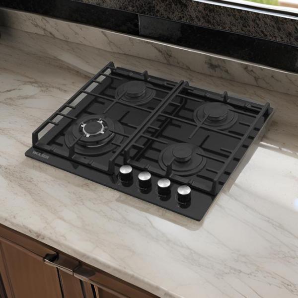 Plită încorporabilă pe gaz Wolser WL-BRD 6400 GBN FFD Sticlă călită / Black photo 2 Plită încorporabilă pe gaz Wolser WL-BRD 6400 GBN FFD Sticlă călită / Black photo 2