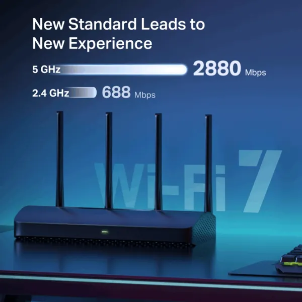 Wi-Fi Router Mercusys MR27BE 688 Mbps / 2880 Mbit/s / Black photo 4
