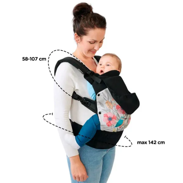 Marsupiu pentru copii KinderKraft Huggy (5902533914432) 20 kg / Flora photo 4