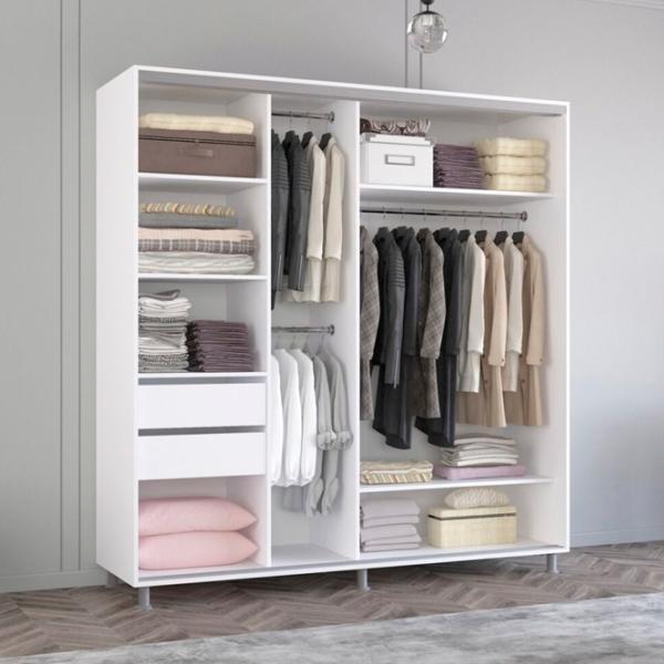 Шкаф Mobildor-Lux Aron K2 190 x 60см x 210 / ЛДСП / Белый photo 2