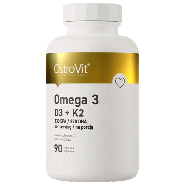 Vitamine și minerale OstroVit Omega 3 D3+K2 (5903246220308) 90 capsule photo 1