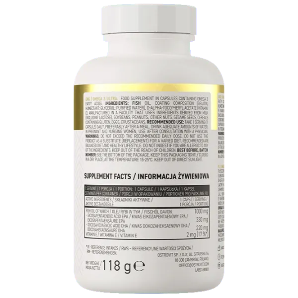 Vitamine și minerale OstroVit Omega 3 ULTRA (5902232619041) 90 capsule photo 3