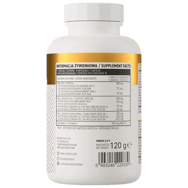 Витамины и минералы OstroVit OMEGA 3-6-9 (5903246220339) 90 капсул photo 3 Витамины и минералы OstroVit OMEGA 3-6-9 (5903246220339) 90 капсул photo 3