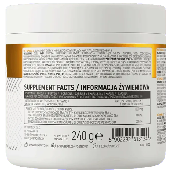 Витамины и минералы OstroVit OMEGA 3 (5902232613124) 180 капсулы photo 3 Витамины и минералы OstroVit OMEGA 3 (5902232613124) 180 капсулы photo 3