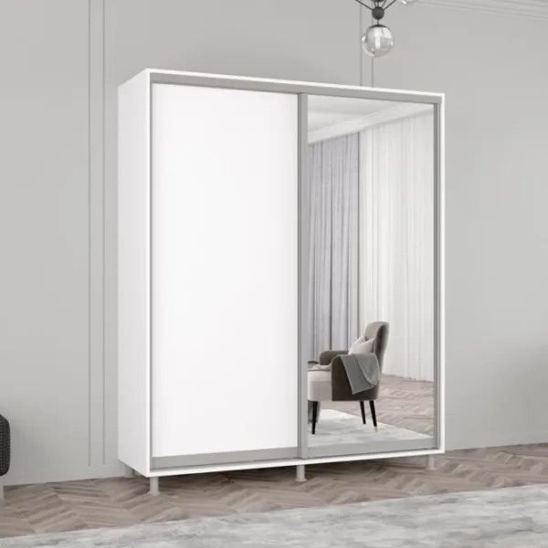 Шкаф Mobildor-Lux Aron 180 x 60см x 240 / ЛДСП / White photo 3