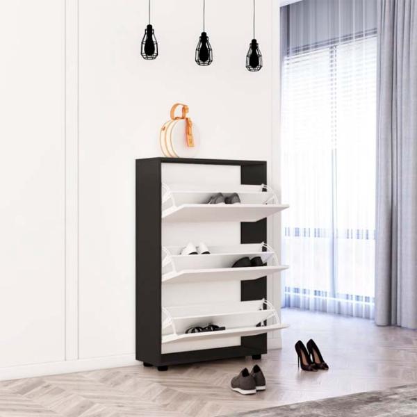 Dulap pentru încălțăminte Mobildor-Lux Leo 125 x 100 x 27 /Anthracite /Anthracite photo 2 Dulap pentru încălțăminte Mobildor-Lux Leo 125 x 100 x 27 /Anthracite /Anthracite photo 2