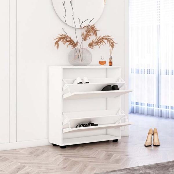 Dulap pentru încălțăminte Mobildor-Lux Leo 86 x 100 x 27 /White /White photo 2