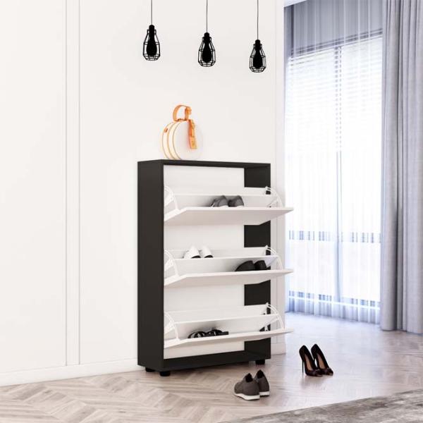 Dulap pentru încălțăminte Mobildor-Lux Leo 125 x 80 x 27 /Anthracite /Anthracite photo 2