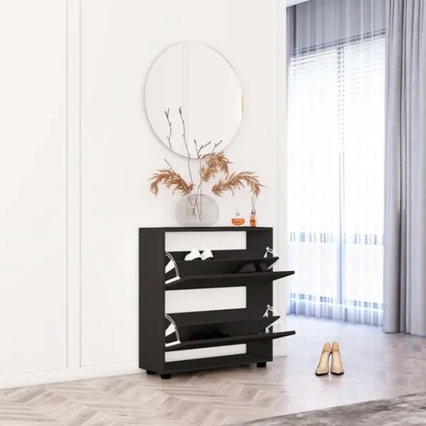 Dulap pentru încălțăminte Mobildor-Lux Leo 86 x 80 x 27 /Anthracite /Anthracite photo 2