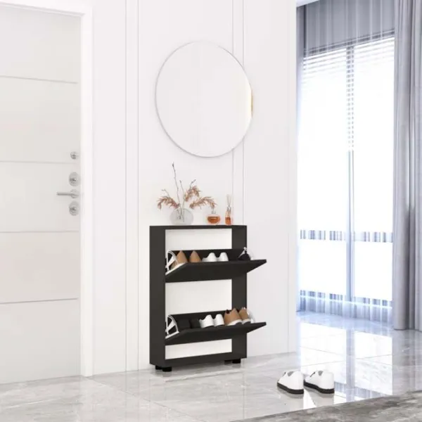 Dulap pentru încălțăminte Mobildor-Lux LEO Slim 86 x 90 x 16 /Anthracite /Anthracite photo 2 Dulap pentru încălțăminte Mobildor-Lux LEO Slim 86 x 90 x 16 /Anthracite /Anthracite photo 2