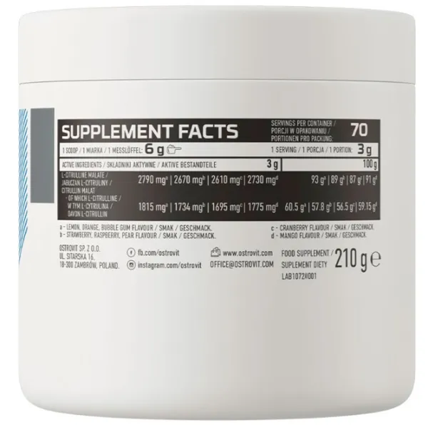 Complexe preantrenament OstroVit Citrulline (5903246224016) 3 g photo 3 Complexe preantrenament OstroVit Citrulline (5903246224016) 3 g photo 3