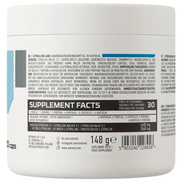 Complexe preantrenament OstroVit Citrulline 4400 (5903246228458)  photo 3