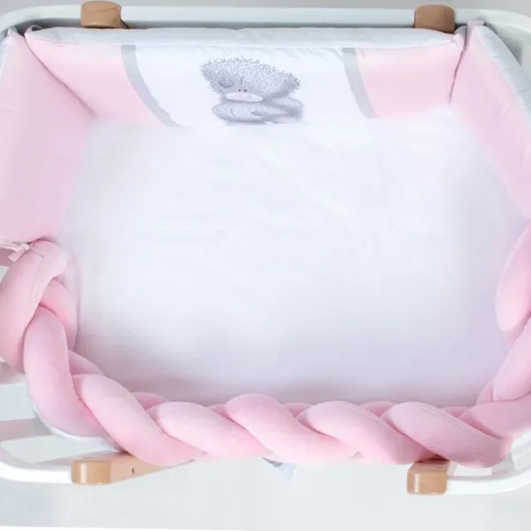 Bară de protecție impletită pentru pătuț Veres 154.02.6  Pink Light / Plush photo 2
