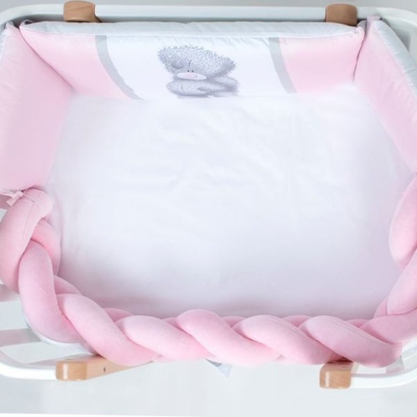 Bară de protecție impletită pentru pătuț Veres 154.02.6  Pink Light / Plush photo 2