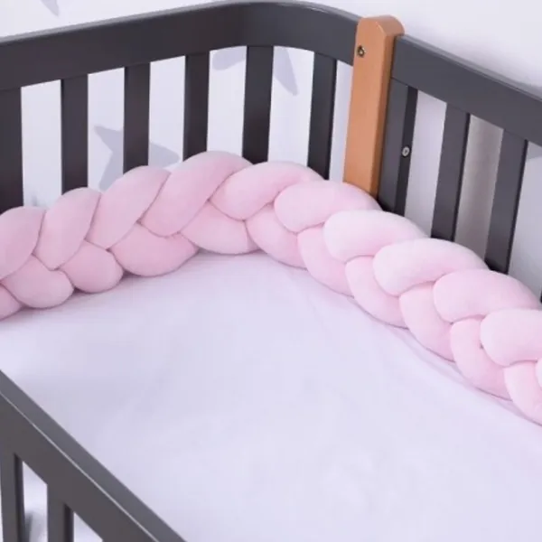 Bară de protecție impletită pentru pătuț Veres 154.02.6  Pink Light / Plush photo 3