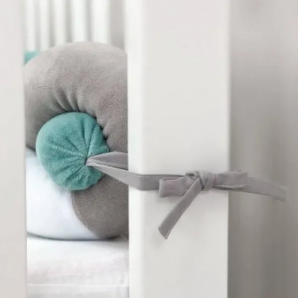 Bară de protecție impletită pentru pătuț Veres 154.02.10  Mint Grey / Plush photo 2