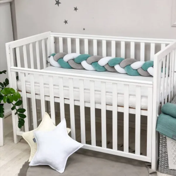 Bară de protecție impletită pentru pătuț Veres 154.02.10  Mint Grey / Plush photo 4