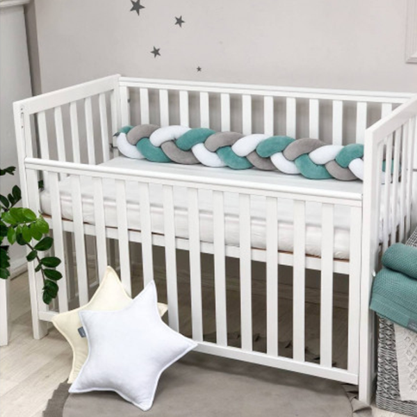 Bară de protecție impletită pentru pătuț Veres 154.02.10  Mint Grey / Plush photo 4