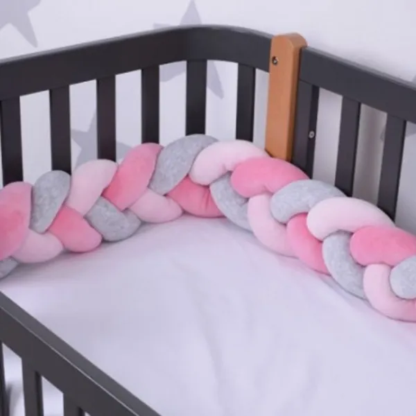 Bară de protecție impletită pentru pătuț Veres 154.02.7  Pink / Plush photo 1