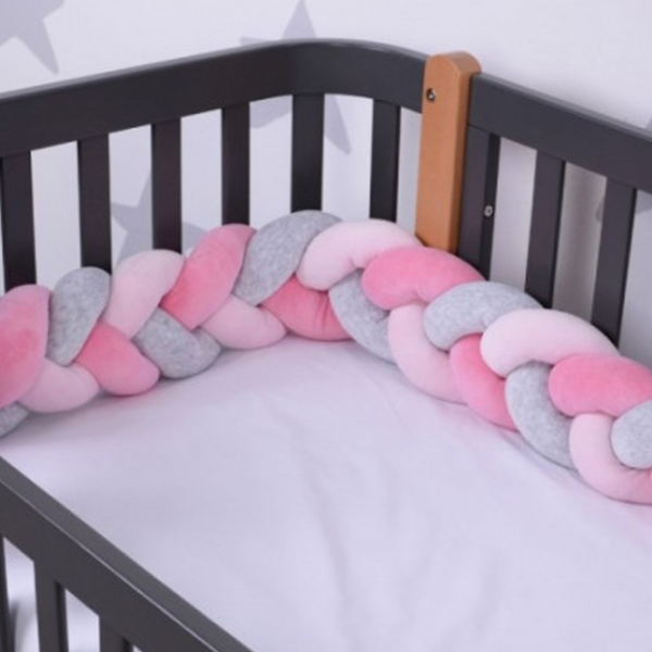 Bară de protecție impletită pentru pătuț Veres 154.02.7  Pink / Plush photo 1