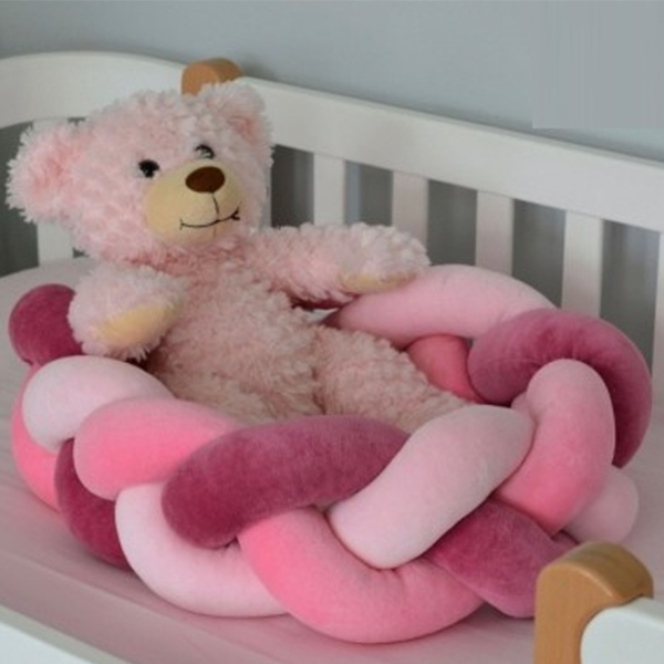 Bară de protecție impletită pentru pătuț Veres 154.02.5  Pink / Plush photo 1