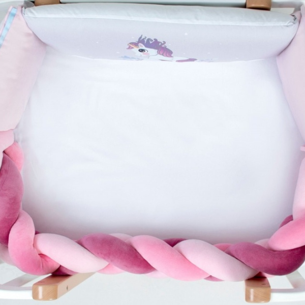 Bară de protecție impletită pentru pătuț Veres 154.02.5  Pink / Plush photo 2